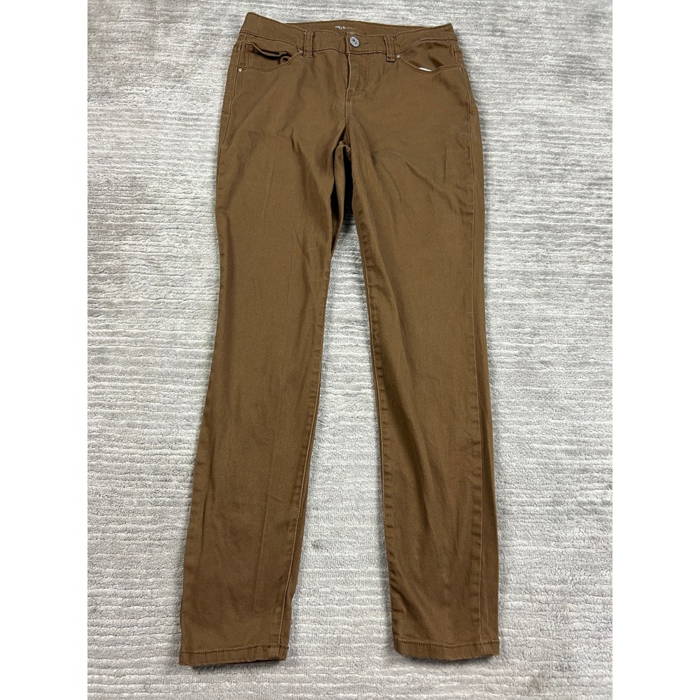 Style & Co Pants Womens 8 Brown Curvy Skinny Leg Mid Rise Cotton Stretch Denim